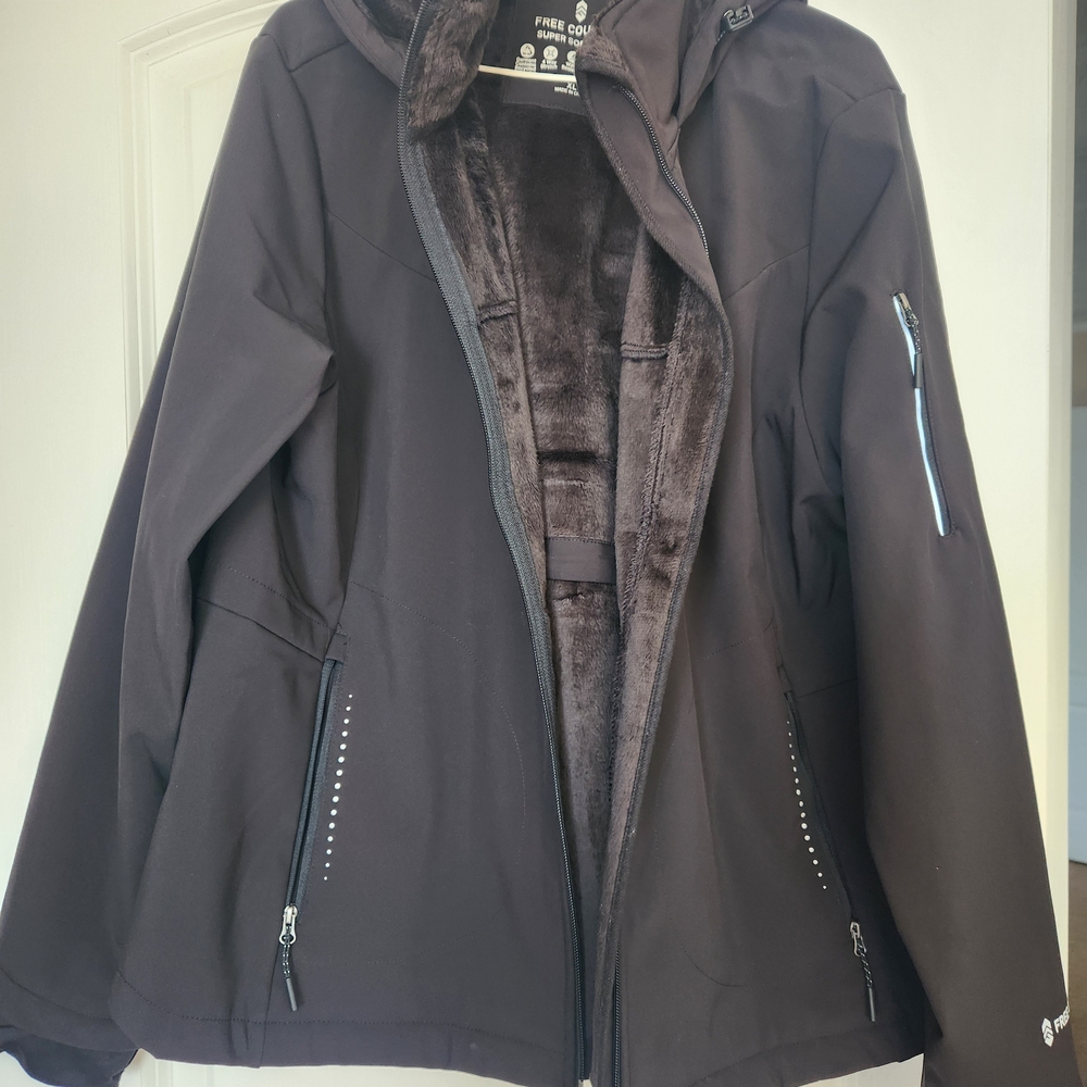 Free Country Super Softshell Women's Black Hooded Jacket